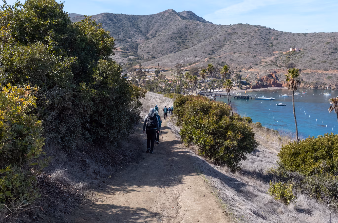 Hiking from Two Harbors campground into Two Harbors.