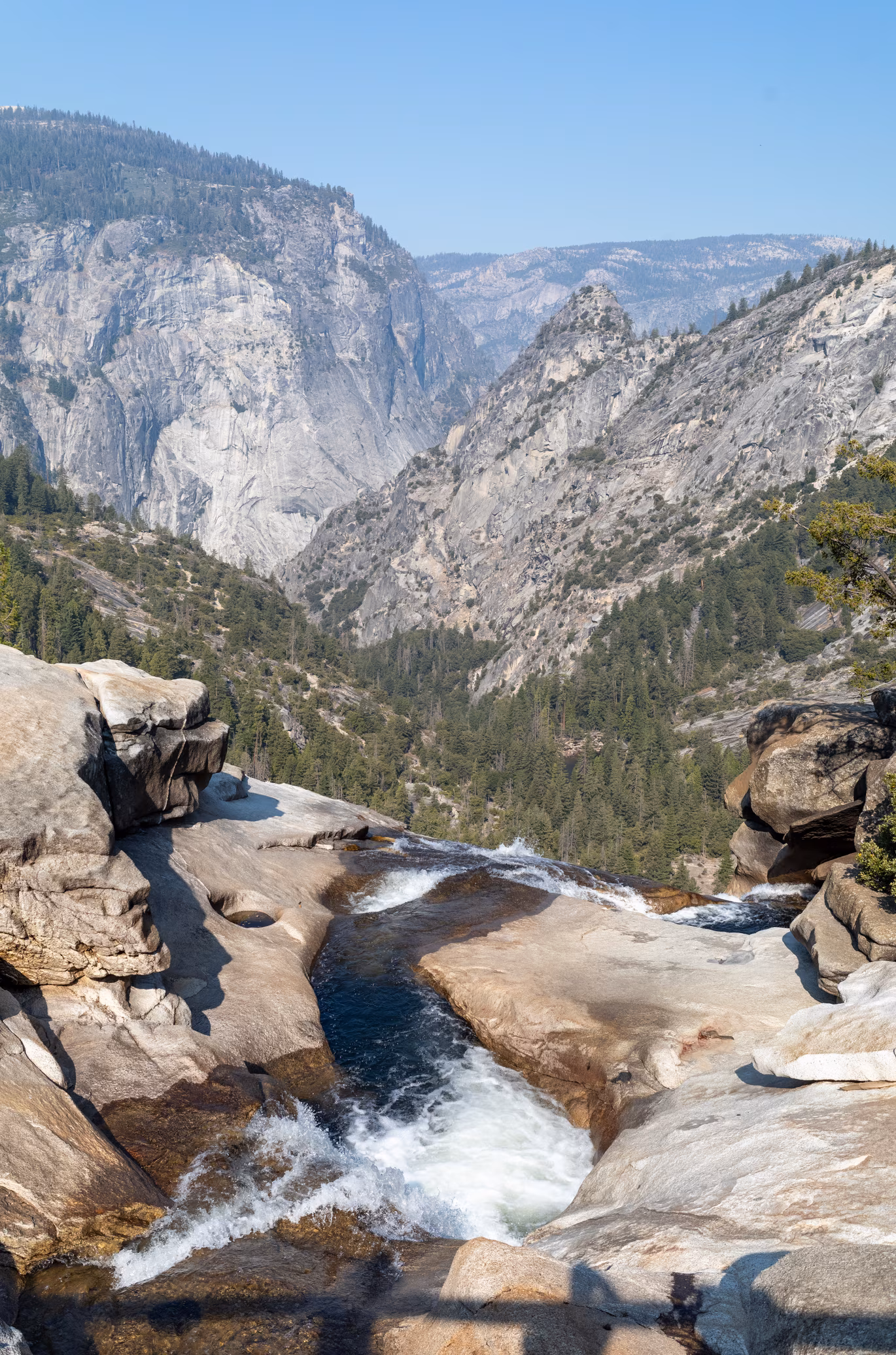 Overlooking the top of Nevada Falls.